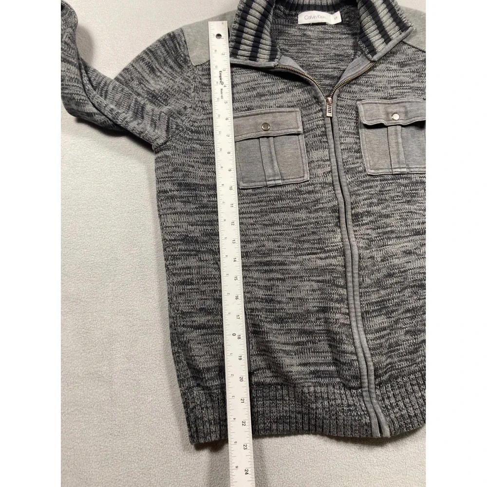 Calvin Klein Sweater Mens Small Gray Full Zip Marled